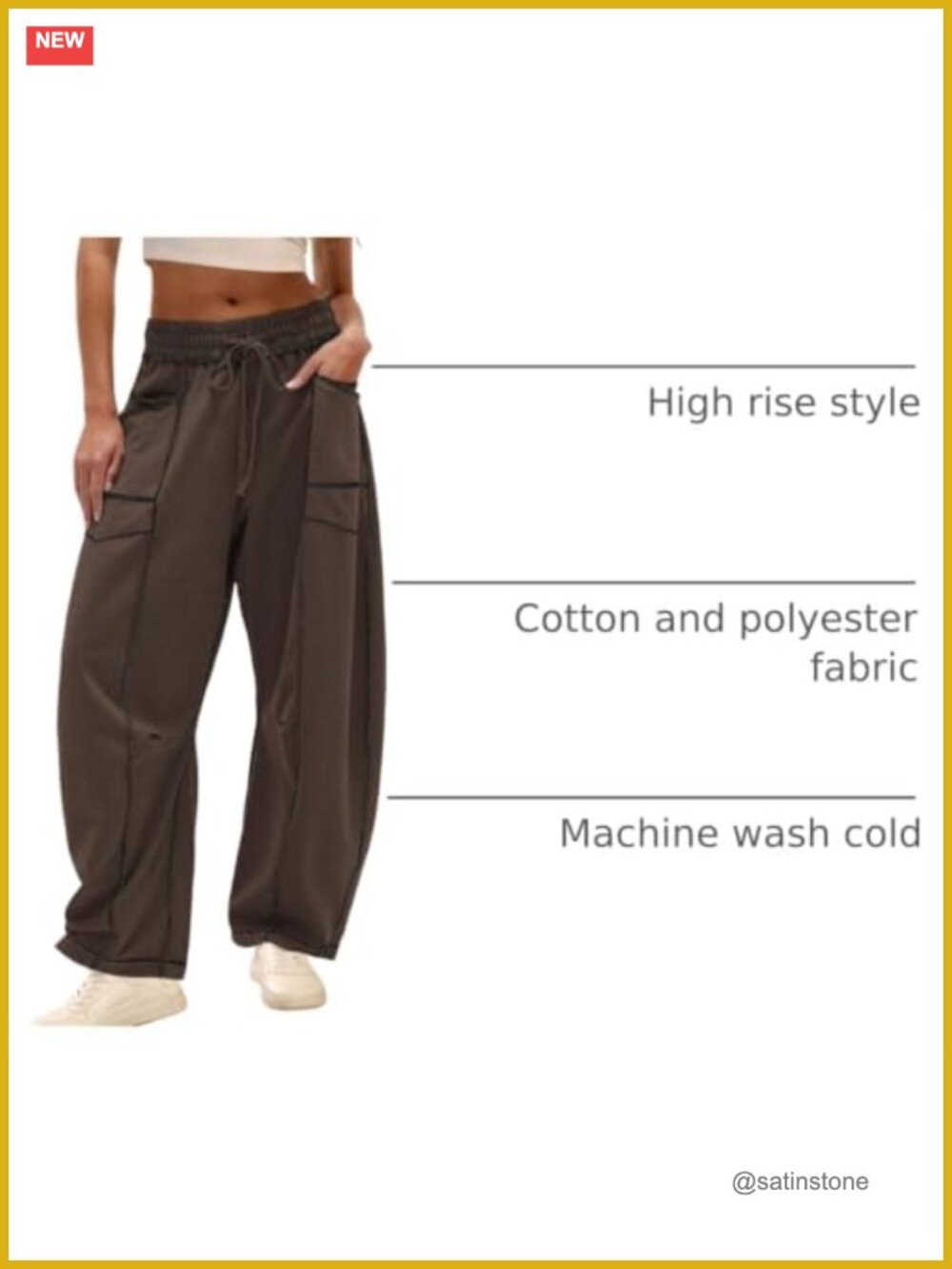 Wide Leg Lounge Sweatpants with Pockets, Baggy Barrel Pants, Drawstring Waist, - Picture 3 of 6